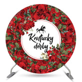 Lofaris Red Flowers Kentucky Derby Party Circle Backdrop