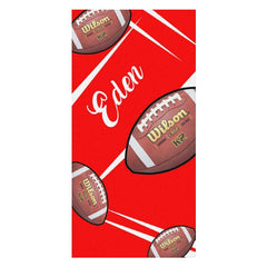 Lofaris Red Football Custom Name Beach Towel Boy Gifts