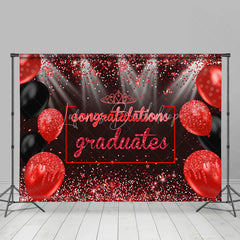 Lofaris Red Glitter Balloons Congrats Graduation Backdrop