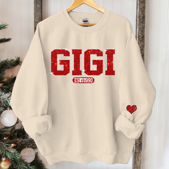 Lofaris Red Glitter Custom Name Gigi Grandma Sweatshirt