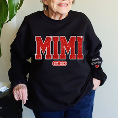 Lofaris Red Glitter Custom Name Gigi Grandma Sweatshirt