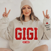 Lofaris Red Glitter Custom Name Gigi Grandma Sweatshirt