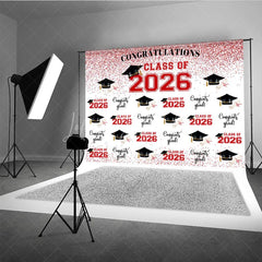 Lofaris Red Glitter Step and Repeat Cap Grad Backdrop