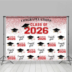 Lofaris Red Glitter Step and Repeat Cap Grad Backdrop