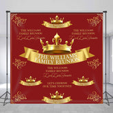 Lofaris Red Gold Crown Custom Text Family Reunion Backdrop