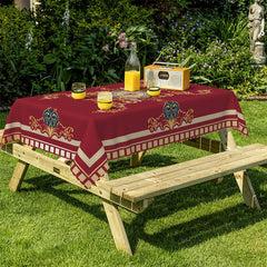 Lofaris Red Gold Royal Wedding Party Rectangle Tablecloth