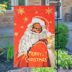 Lofaris Red Gold Santa Claus Snowflake Christmas Garden Flag