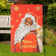 Lofaris Red Gold Santa Claus Snowflake Christmas Garden Flag