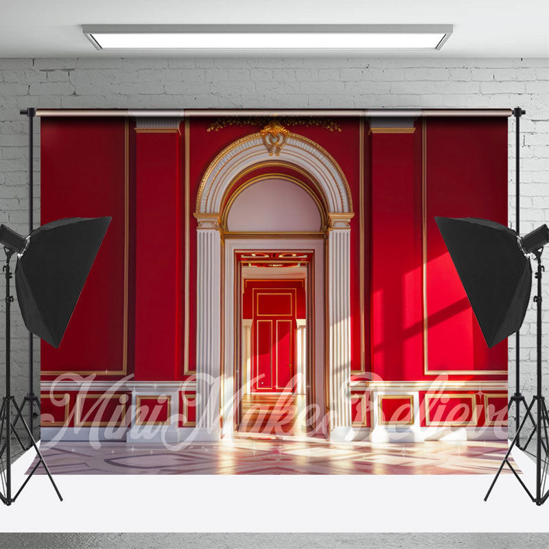 Lofaris Red Golden Palace Wall Door Backdrop For Photograph