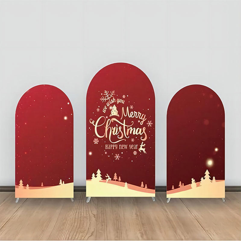 Lofaris Red Golden Snowflake Bokeh Trees Arch Backdrop Kit