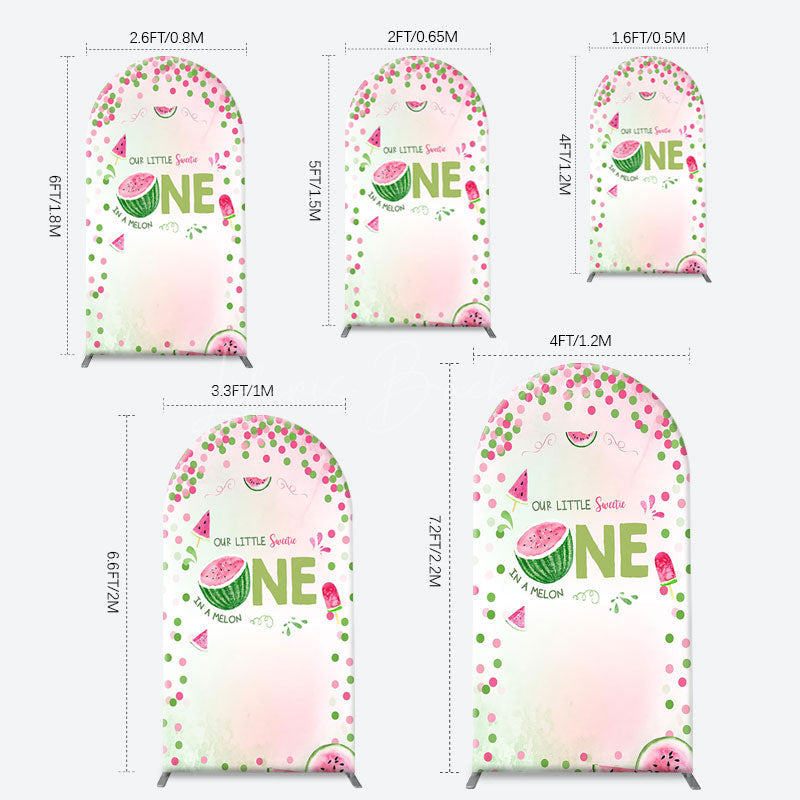 Lofaris Red Green Dots Watermelon 1st Birthday Arch Backdrop