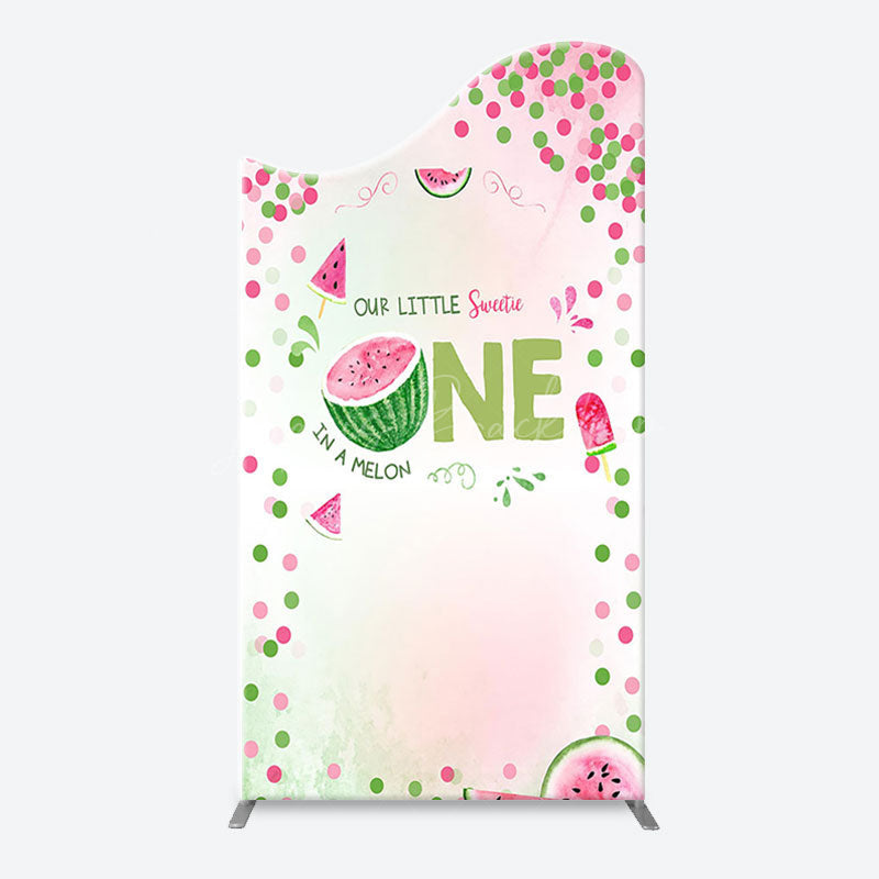 Lofaris Red Green Dots Watermelon 1st Birthday Arch Backdrop