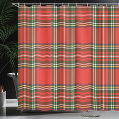 Lofaris Red Green Lattice Simple Christmas Shower Curtain