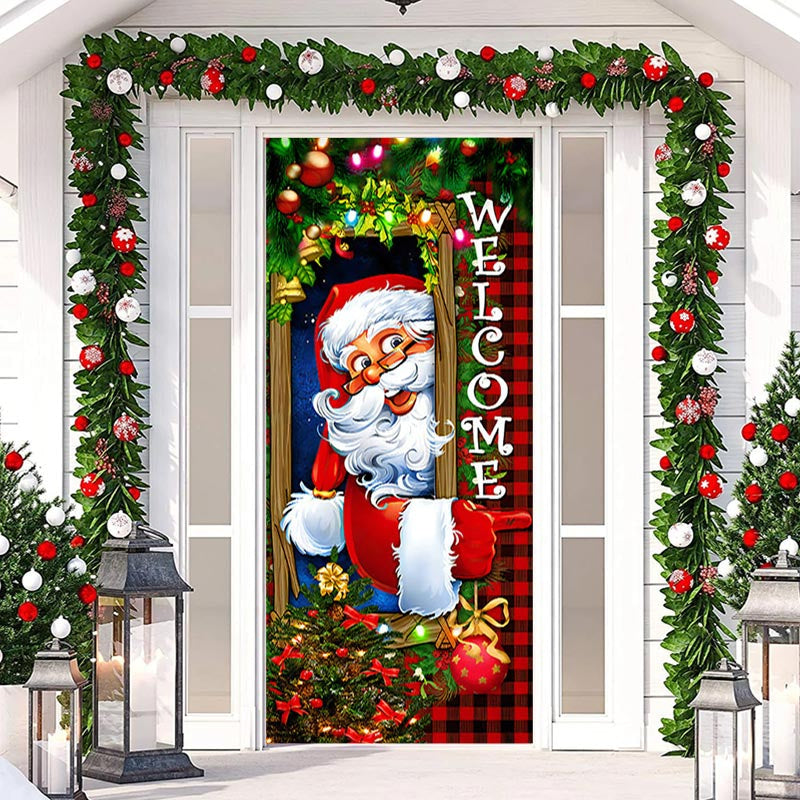 Lofaris Red Green Light Santa Claus Christmas Door Cover