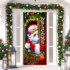Lofaris Red Green Light Santa Claus Christmas Door Cover