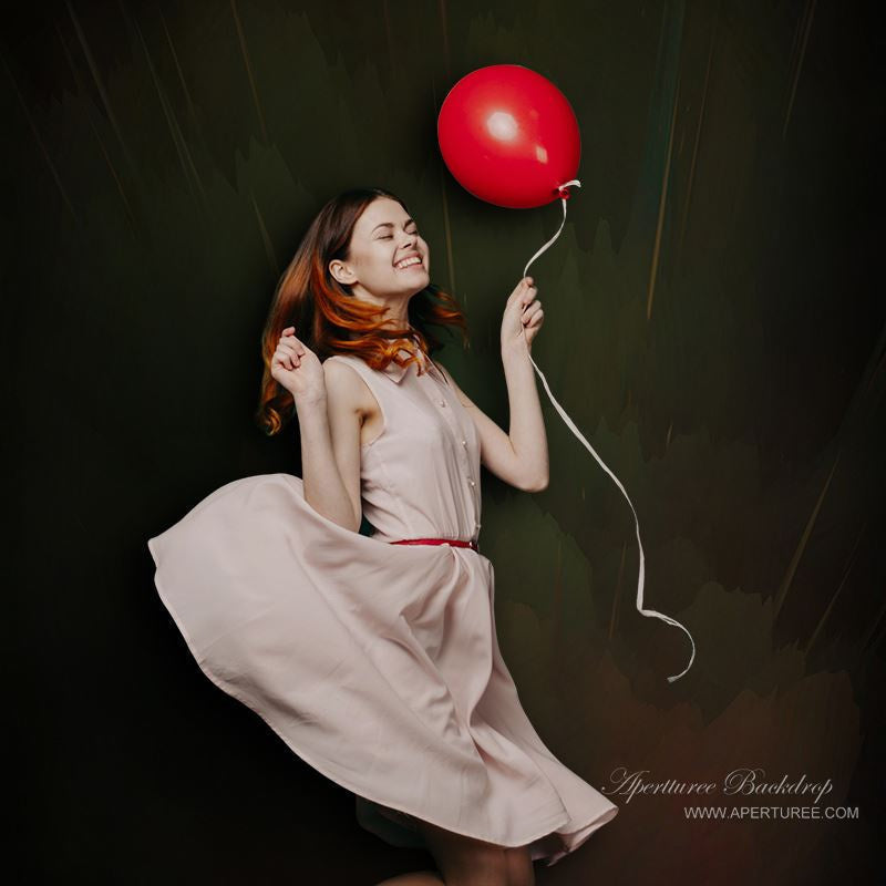 Lofaris Red Green Splash Painting Black Portrait Backdrop