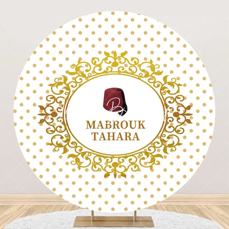 Lofaris Red Hat Mabrouk Tahara White Gold Round Backdrop