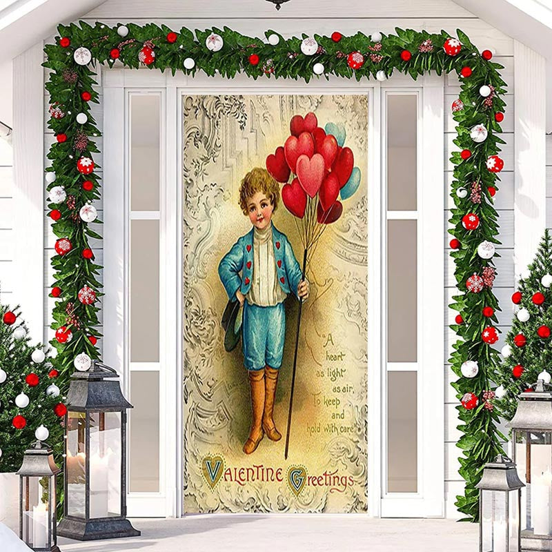 Lofaris Red Heart Balloon Boy Valentines Day Door Cover