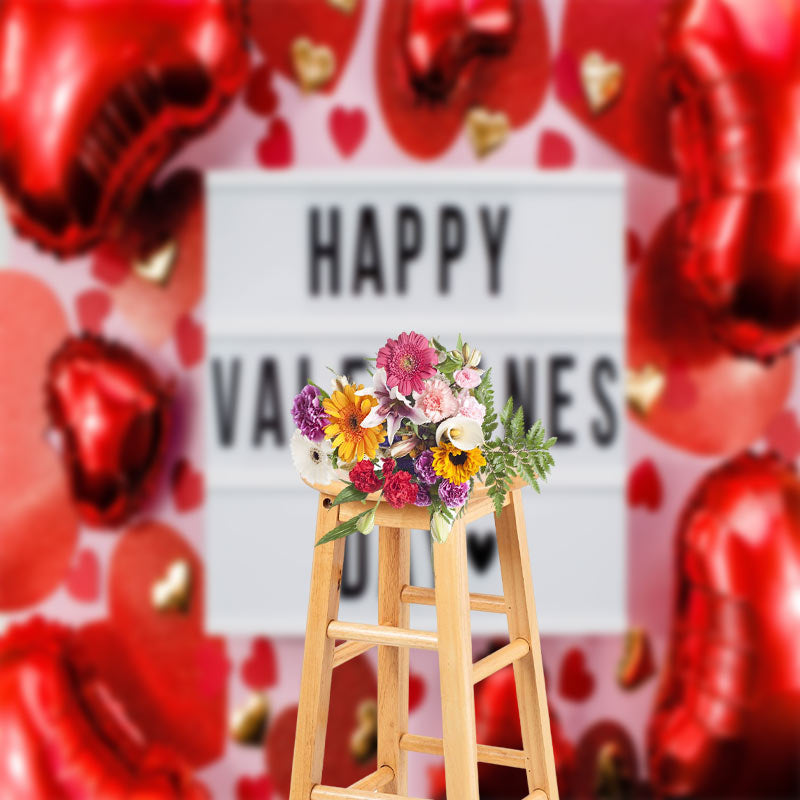 Lofaris Red Heart Balloon Happy Valentines Day Backdrop