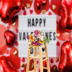 Lofaris Red Heart Balloon Happy Valentines Day Backdrop