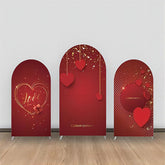 Lofaris Red Heart Golden Stripe Ribbon Arch Backdrop Kit