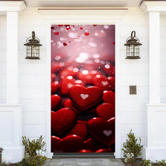 Lofaris Red Heart Stones Bokeh Valentines Day Door Cover
