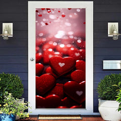 Lofaris Red Heart Stones Bokeh Valentines Day Door Cover