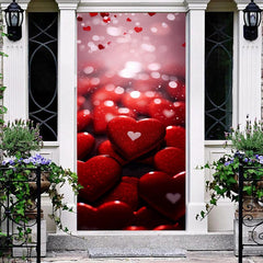 Lofaris Red Heart Stones Bokeh Valentines Day Door Cover