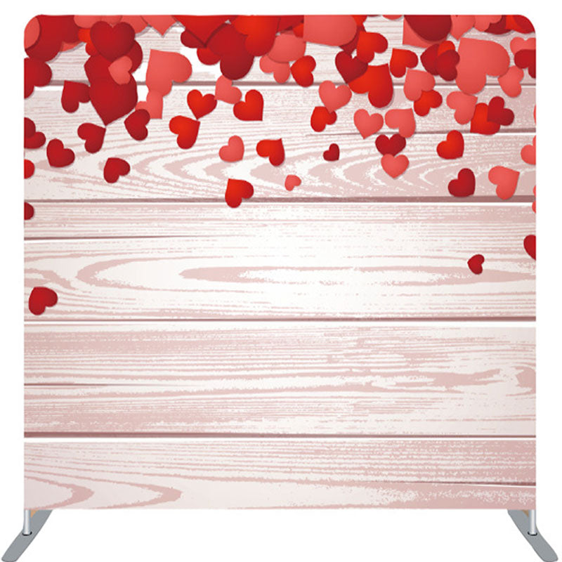 Lofaris Red Hearts White Wooden Texture Valentines Day Backdrop
