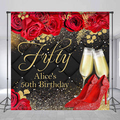 Lofaris Red High Heel Custom 50th Birthday Backdrop for Women