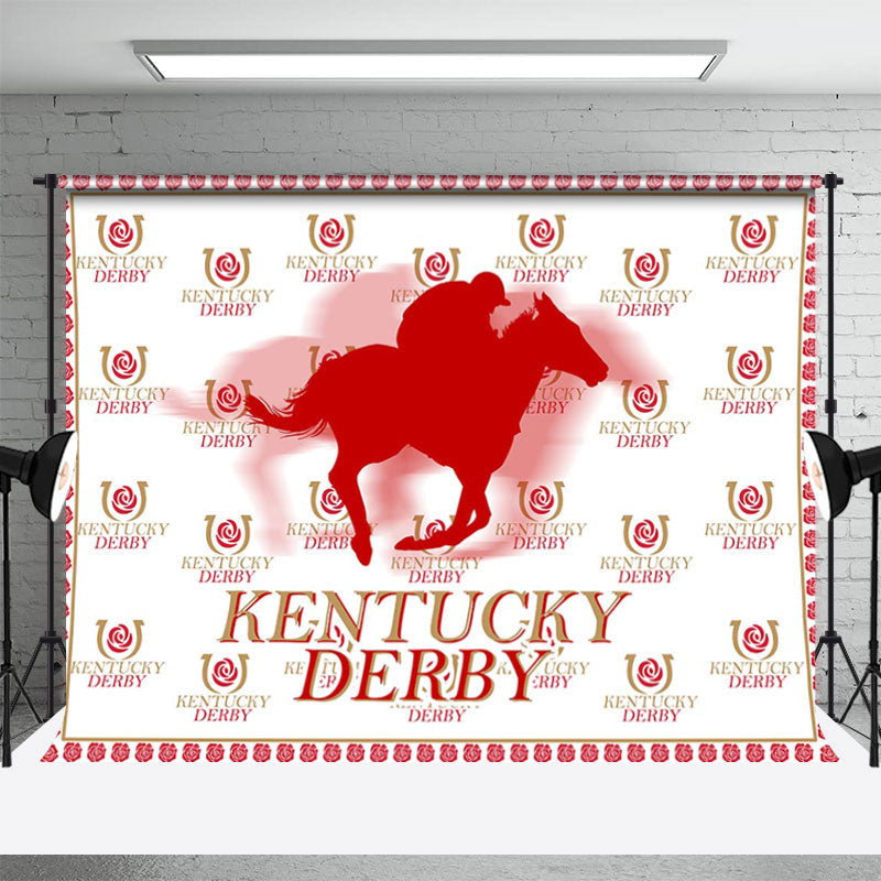 Lofaris Red Horserace Rider Rose Step And Repeat Backdrop