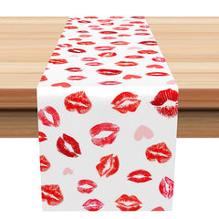 Lofaris Red Lip Heart Shape Table Runner For Valentines Day