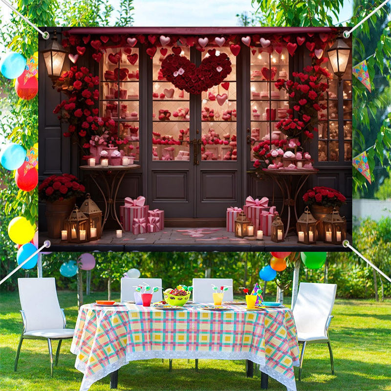 Lofaris Red Love Heart Gifts Boutique Wood Door Backdrop