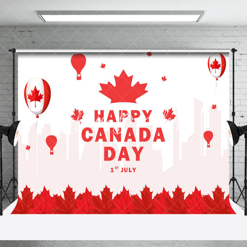 Lofaris Red Maple Leaf Balloons Happy Canada Day Backdrop
