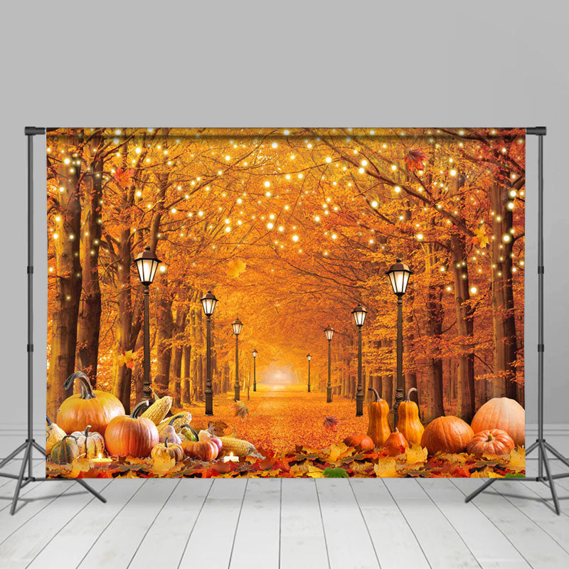 Lofaris Red Maple Tree Street Pumpkin Autumn Backdrop For Decor