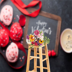 Lofaris Red Pink Flower Cake Coffee Valentines Day Backdrop