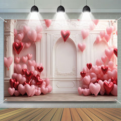 Lofaris Red Pink Heart Balloon Elegant Relief Wall Backdrop