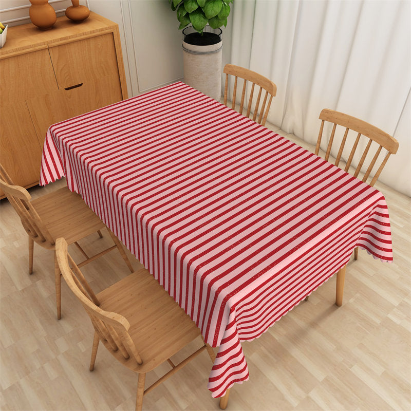 Lofaris Red Pink Stripes Simple Christmas Party Tablecloth
