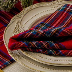 Lofaris Red Plaid Christmas Table Napkins Cloth For Decor