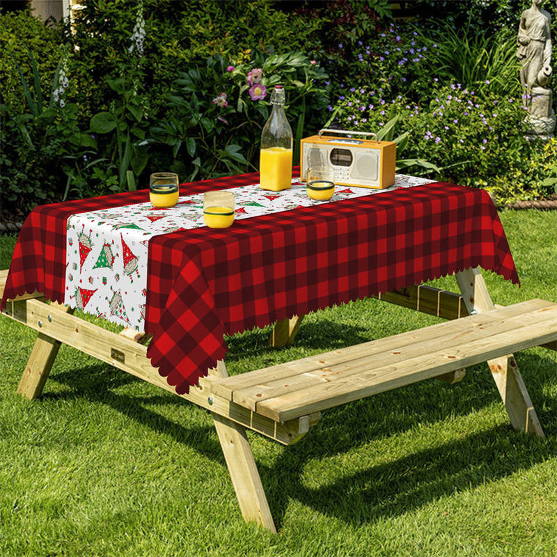 Lofaris Red Plaid Dwarfs Repeat Christmas Tablecloth For Decor