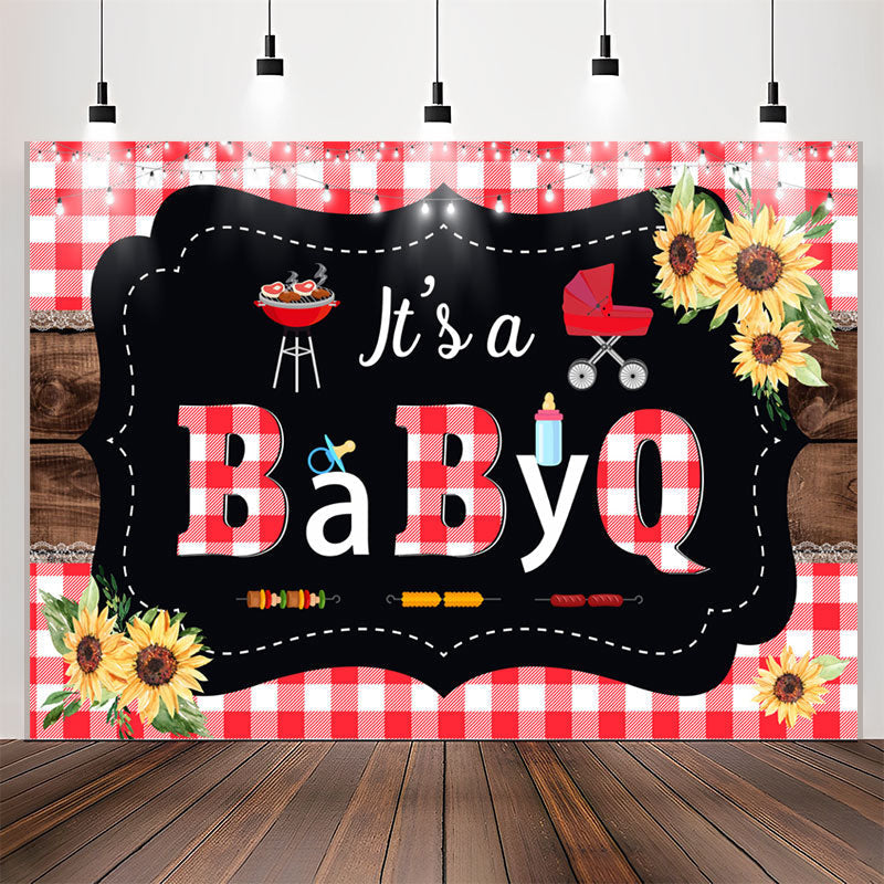Lofaris Red Plaid Turnsole Its A Babyq Theme Shower Backdrop