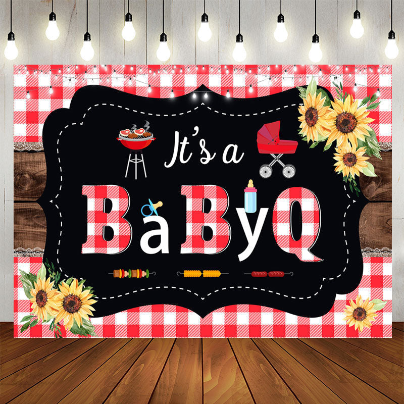 Lofaris Red Plaid Turnsole Its A Babyq Theme Shower Backdrop
