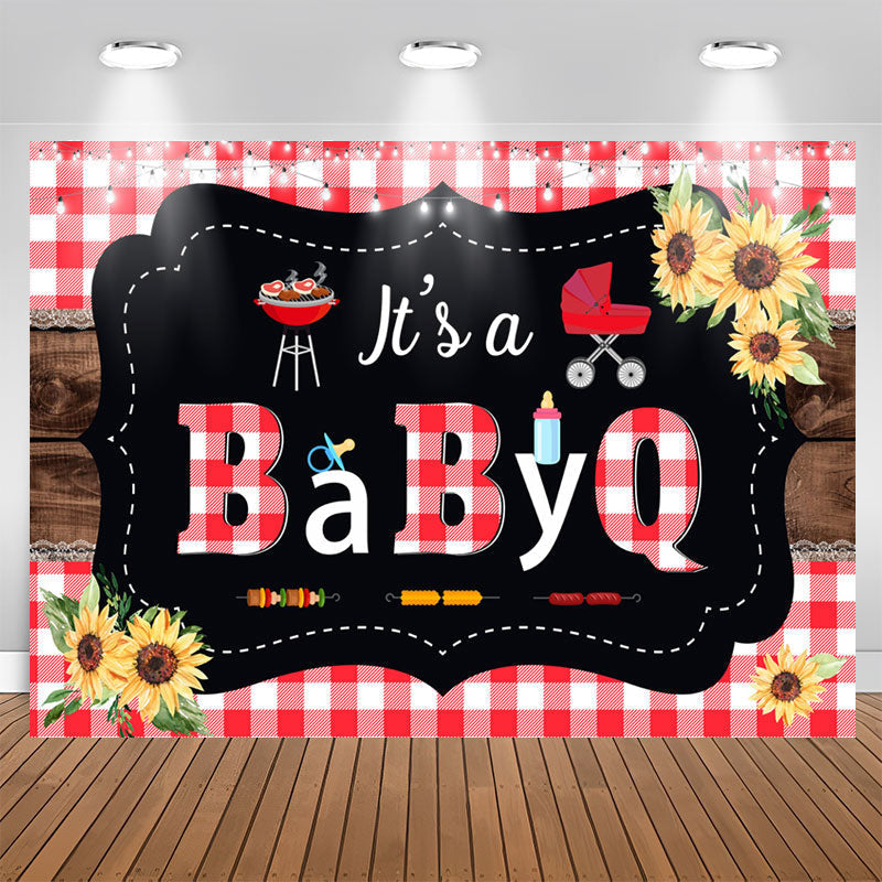 Lofaris Red Plaid Turnsole Its A Babyq Theme Shower Backdrop