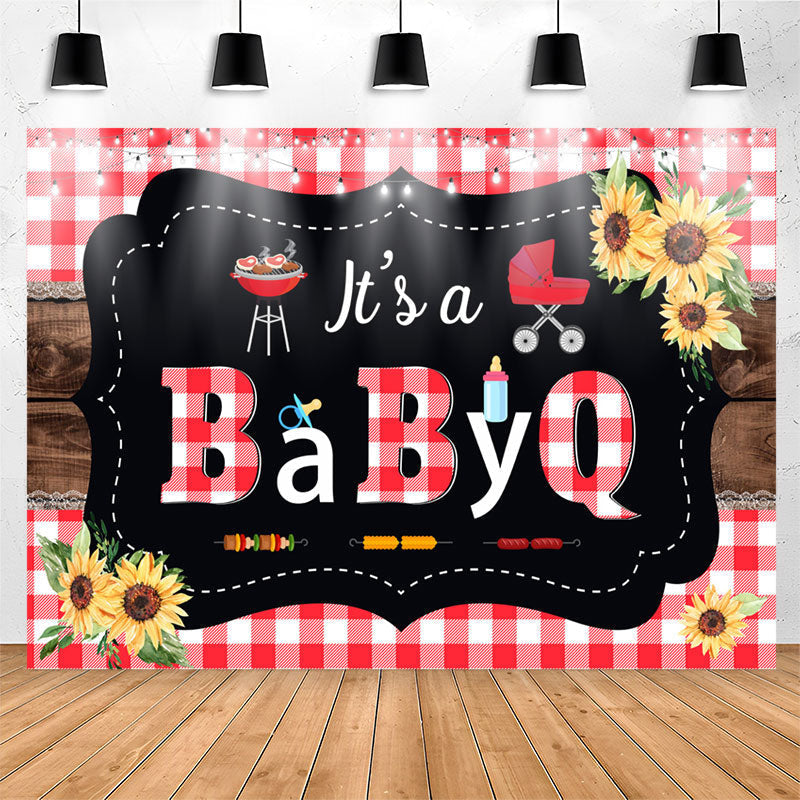 Lofaris Red Plaid Turnsole Its A Babyq Theme Shower Backdrop