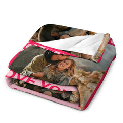 Lofaris Red Repeat Love Custom Photo Valentines Day Blanket