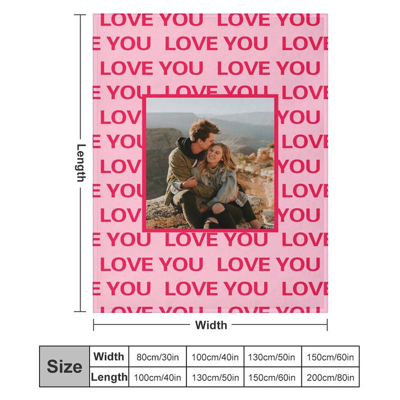 Lofaris Red Repeat Love Custom Photo Valentines Day Blanket