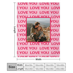 Lofaris Red Repeat Love Custom Photo Valentines Day Blanket