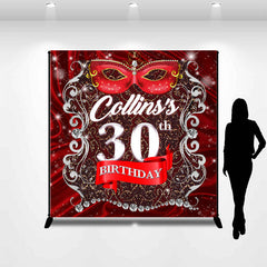 Lofaris Red Ribbon Mardi Gras Custom 30th Birthday Backdrop