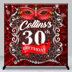 Lofaris Red Ribbon Mardi Gras Custom 30th Birthday Backdrop