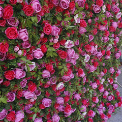 Lofaris Red Rose Faux Flower Wall For Bridal Shower Decor